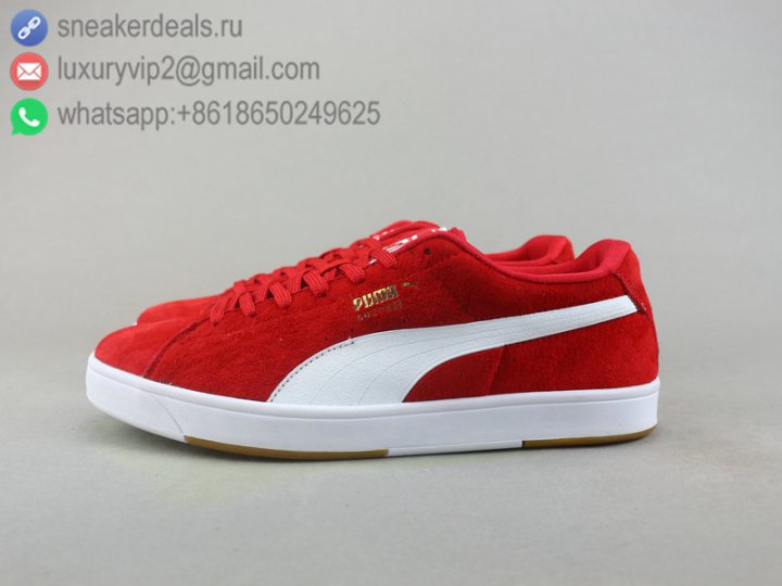Puma Suede S Modern Tech Unisex Shoes Low Classic Red White Leather Size 36-45